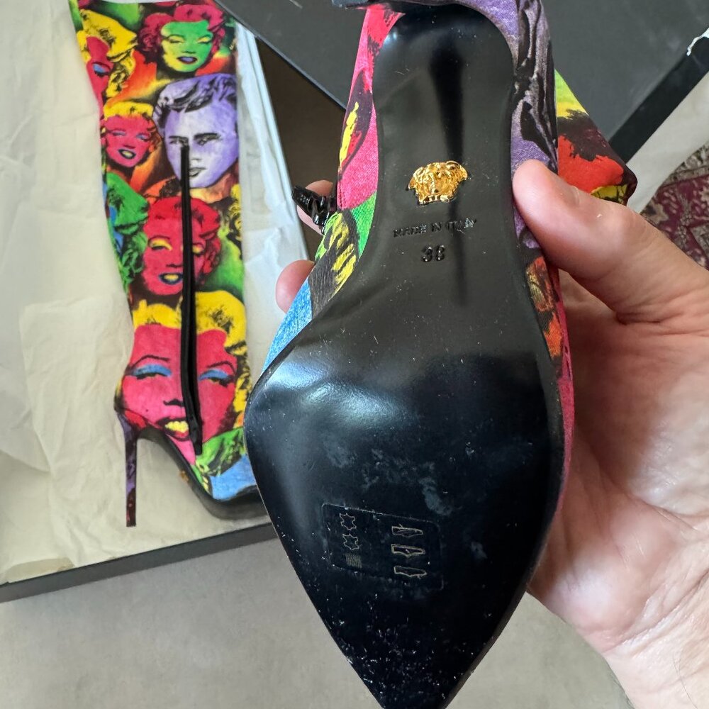 VERSACE Tribute 1990 Marilyn Monroe James Dean pop boots Size 38 - Picture 3 of 5